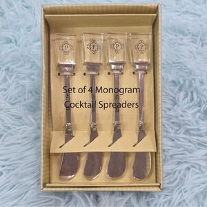 Cypress Home Monogram 4 Pc Spreader Set Clear Acrylic Handle Stainless Steel